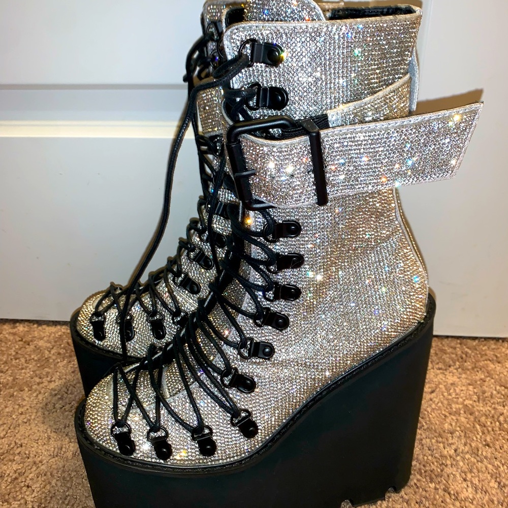 Rhinestone Platform Boots